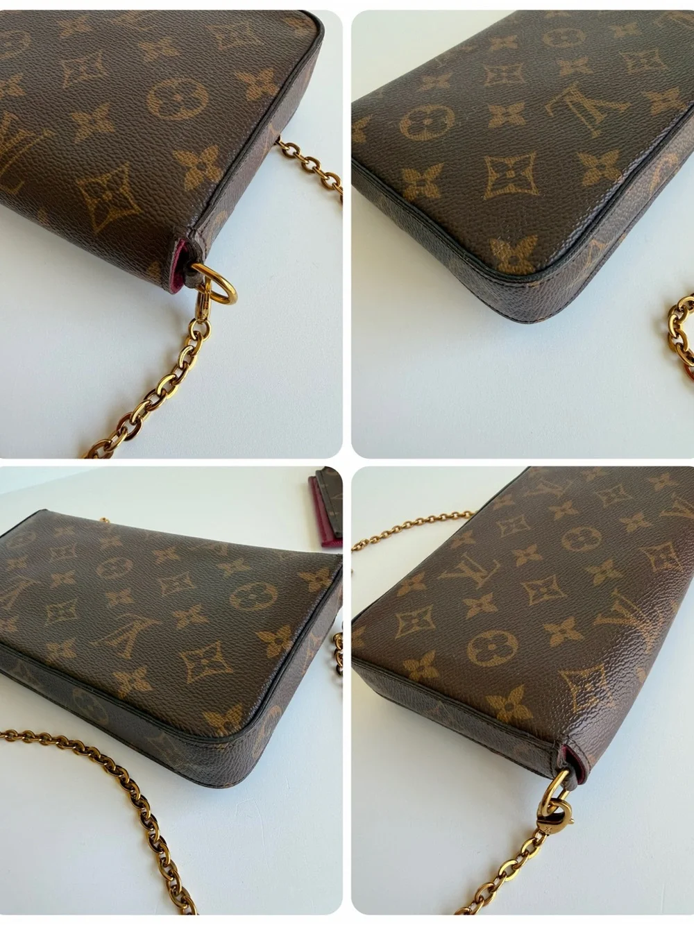 Authentic Louis Vuitton Felicie Pochette Monogram & Fuchsia Crossbody & Inserts